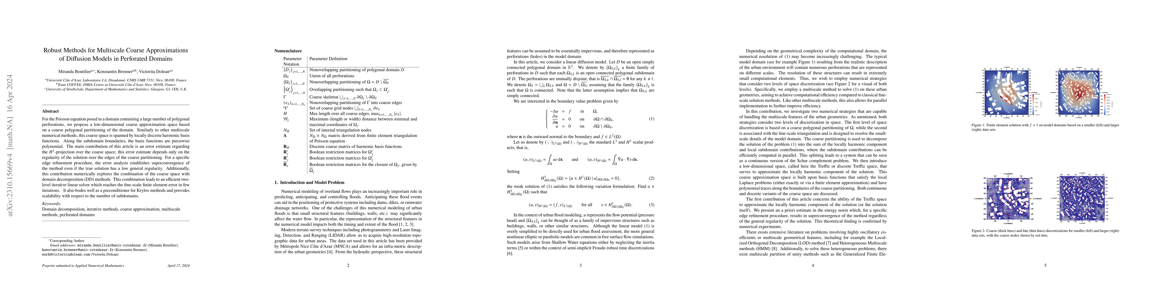 Thumbnail for Robust Methods for Multiscale Coarse Approximations of Diffusion Models
  in Perforated Domains
