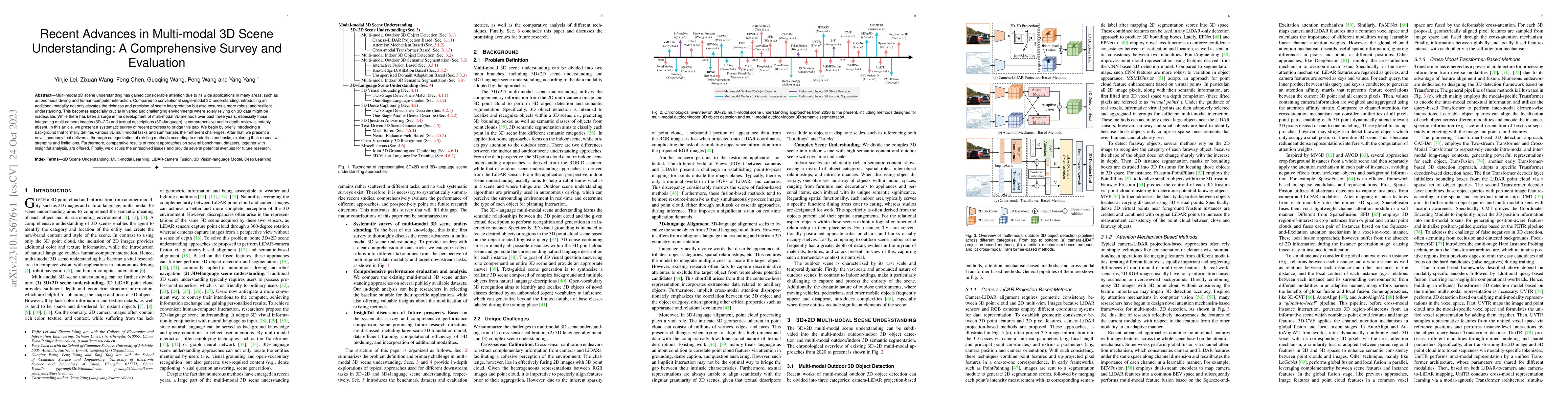 Thumbnail for Recent Advances in Multi-modal 3D Scene Understanding: A Comprehensive
  Survey and Evaluation