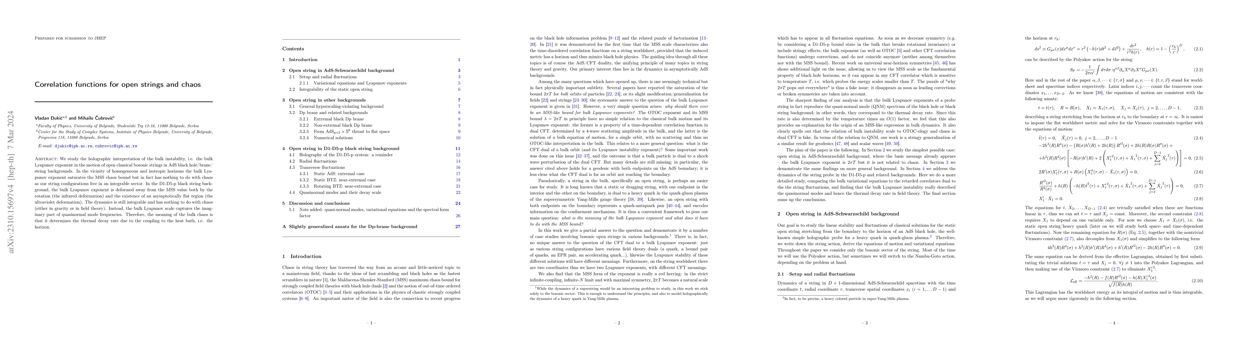 Thumbnail for Correlation functions for open strings and chaos