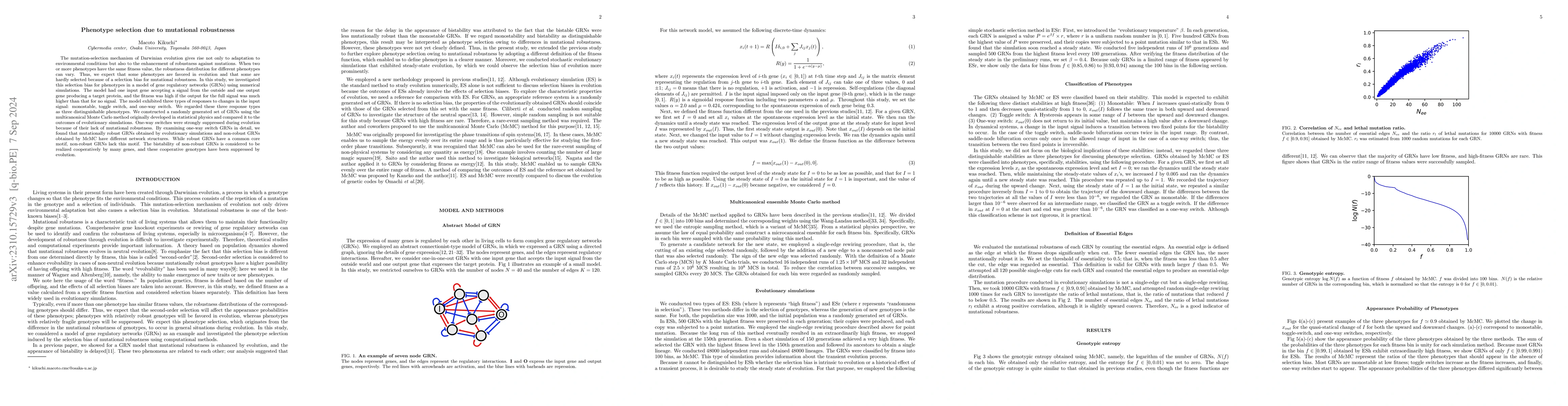 Thumbnail for Phenotype selection due to mutational robustness