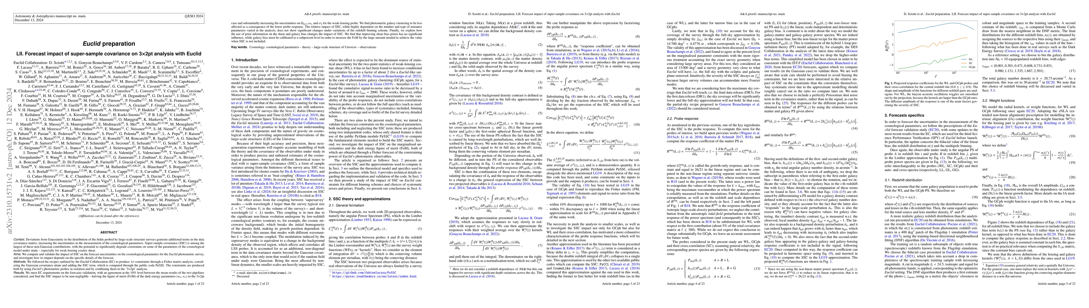 Thumbnail for Euclid preparation. TBD. Forecast impact of super-sample covariance on
  3x2pt analysis with Euclid