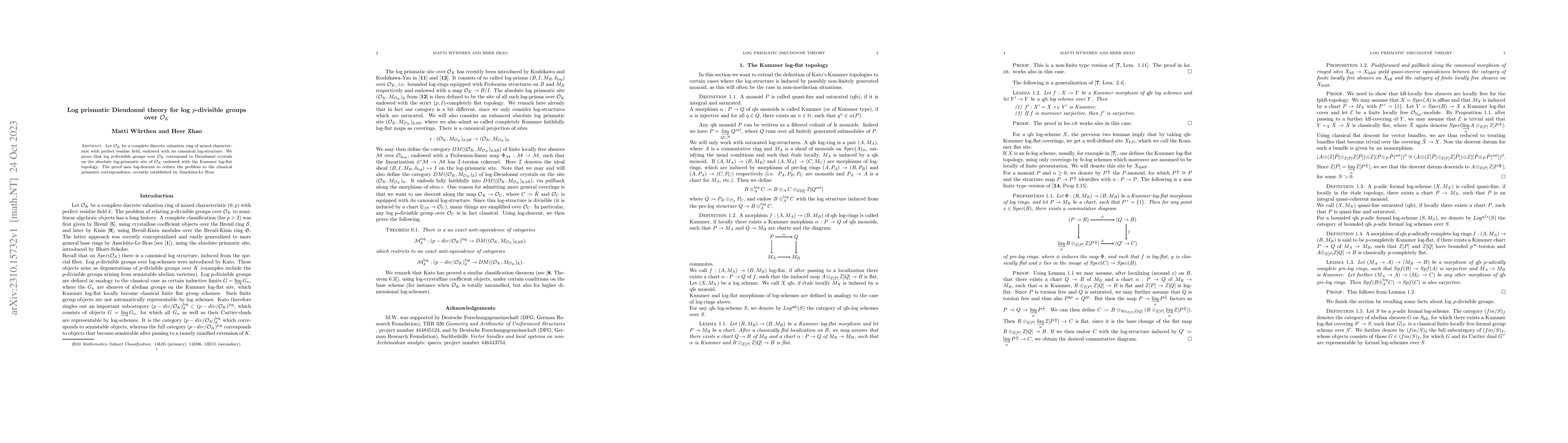 Thumbnail for Log prismatic Dieudonn\'e theory for log $p$-divisible groups over
  $\mathcal{O}_{K}$