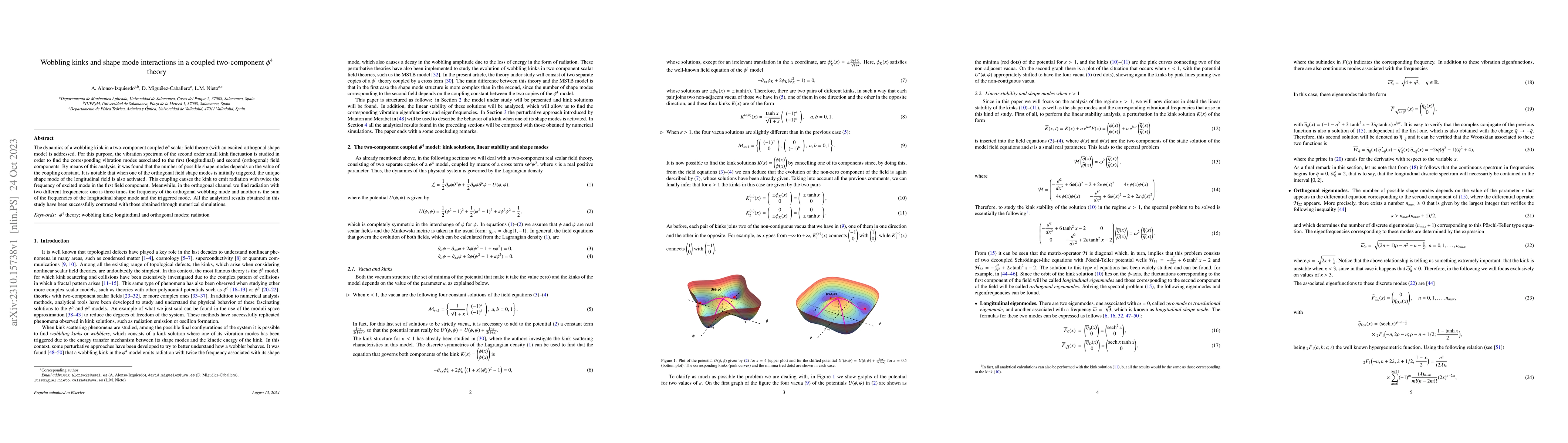 Thumbnail for Wobbling kinks and shape mode interactions in a coupled two-component
  $\phi^4$ theory