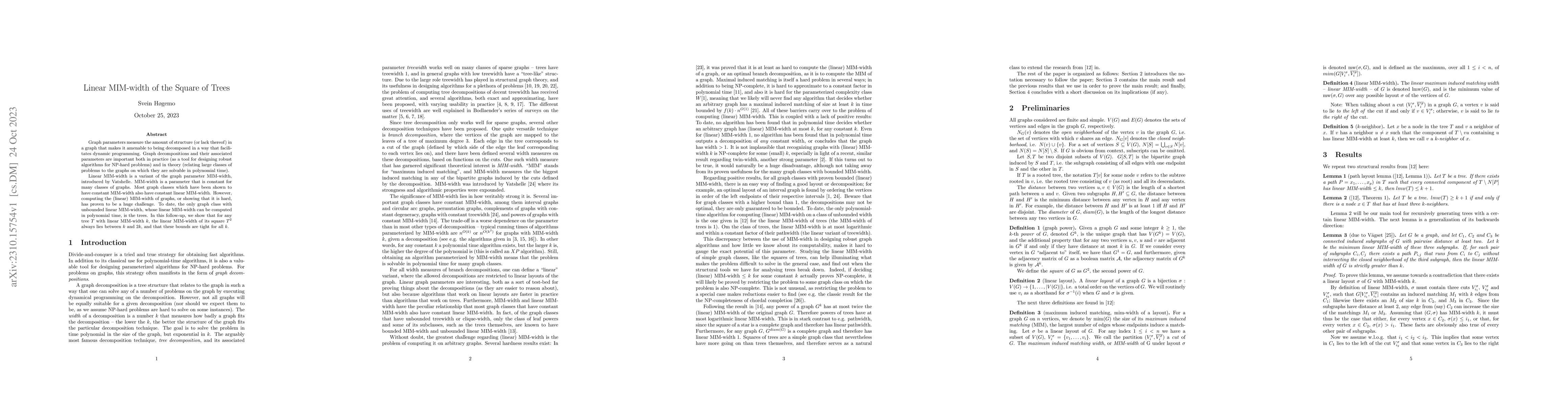 Thumbnail for Linear MIM-width of the Square of Trees