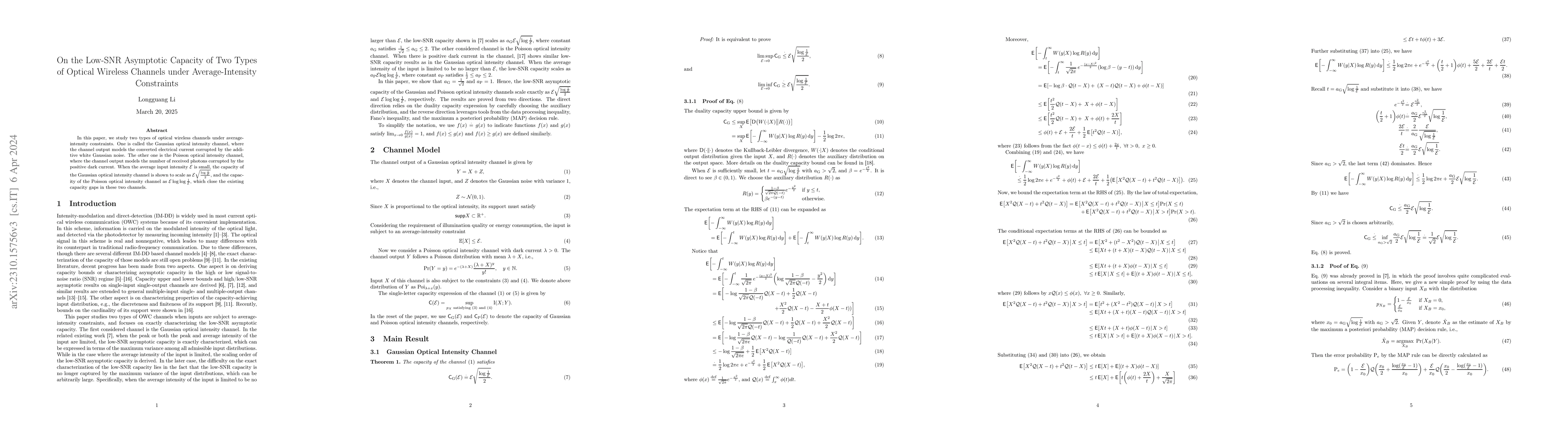 Thumbnail for On the Low-SNR Asymptotic Capacity of Two Types of Optical Wireless
  Channels under Average-Intensity Constraints