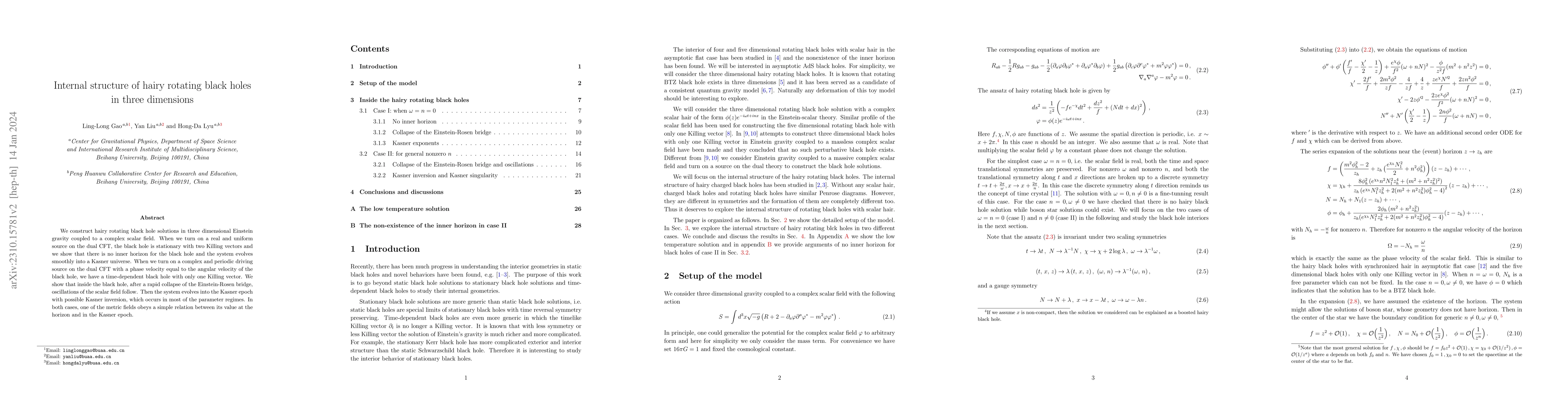 Thumbnail for Internal structure of hairy rotating black holes in three dimensions