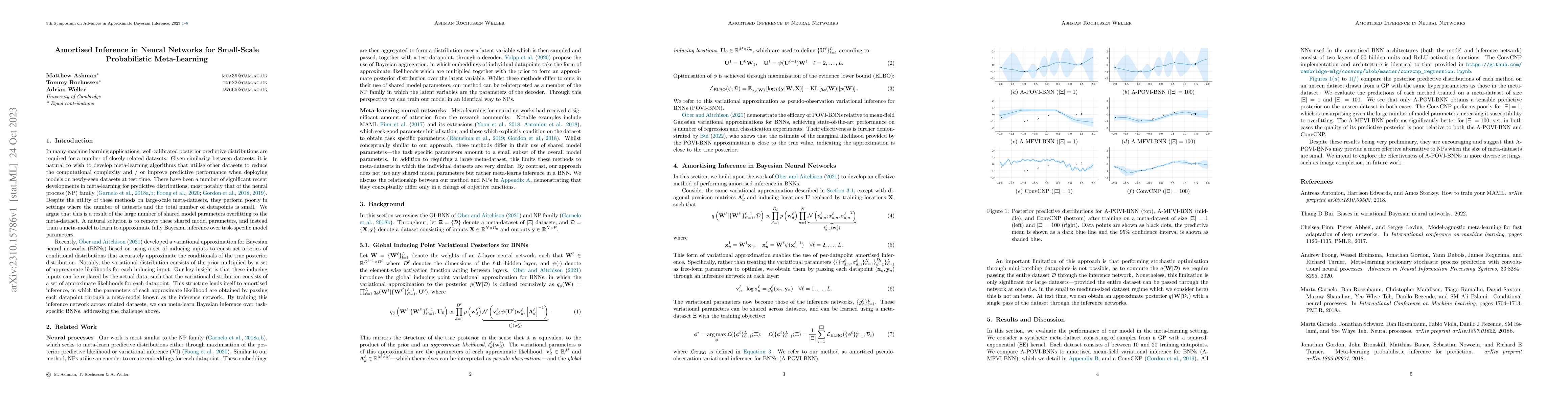 Thumbnail for Amortised Inference in Neural Networks for Small-Scale Probabilistic
  Meta-Learning