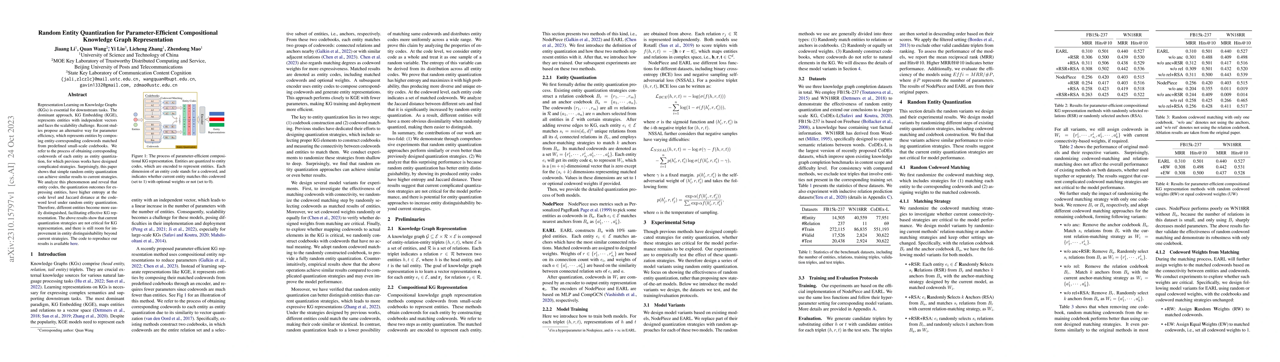 Thumbnail for Random Entity Quantization for Parameter-Efficient Compositional
  Knowledge Graph Representation