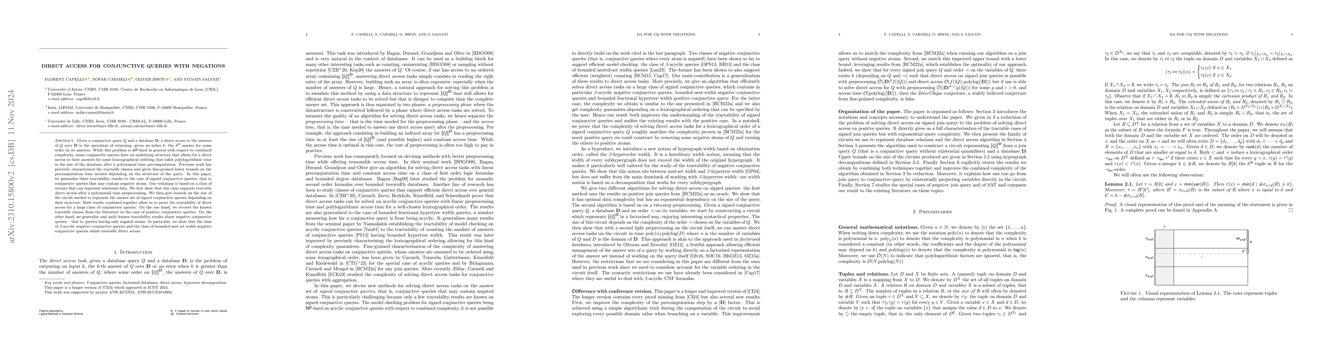 Thumbnail for Direct Access for Conjunctive Queries with Negation