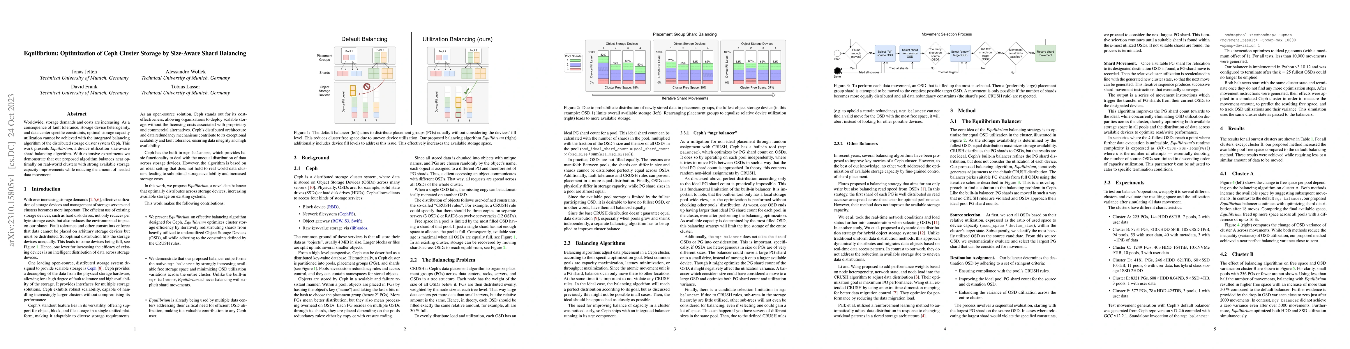 Thumbnail for Equilibrium: Optimization of Ceph Cluster Storage by Size-Aware Shard
  Balancing