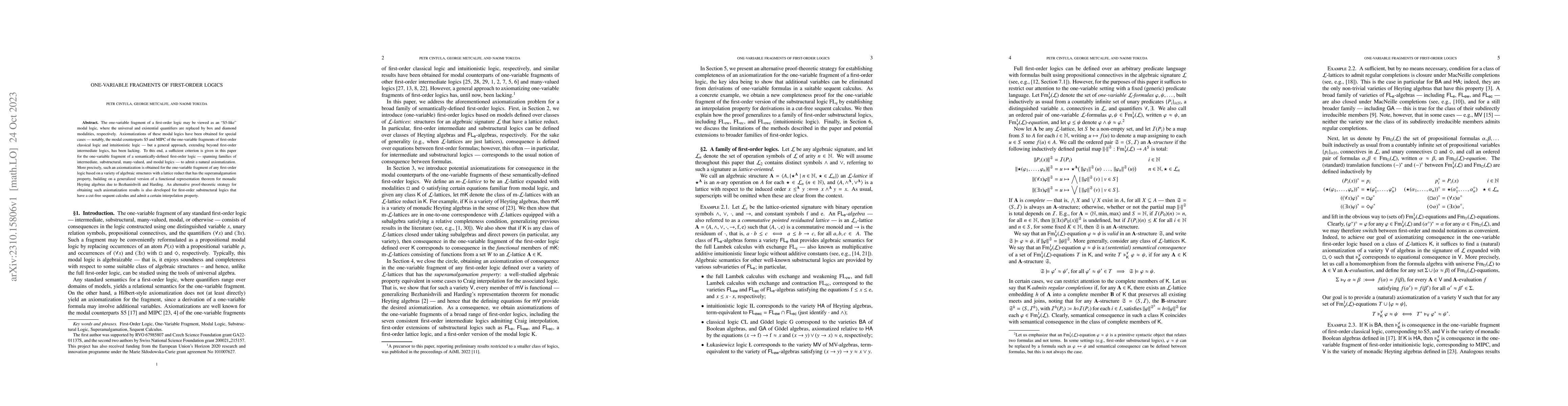 Thumbnail for One-variable fragments of first-order logics