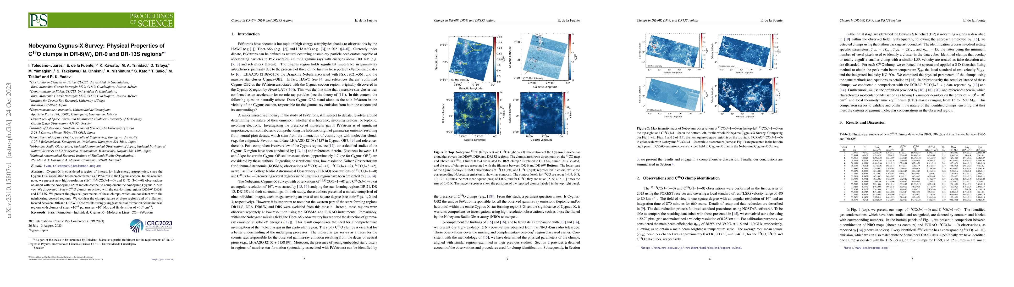 Thumbnail for Nobeyama Cygnus-X Survey: Physical Properties of C$^{18}$O clumps in
  DR-6(W), DR-9 and DR-13S regions