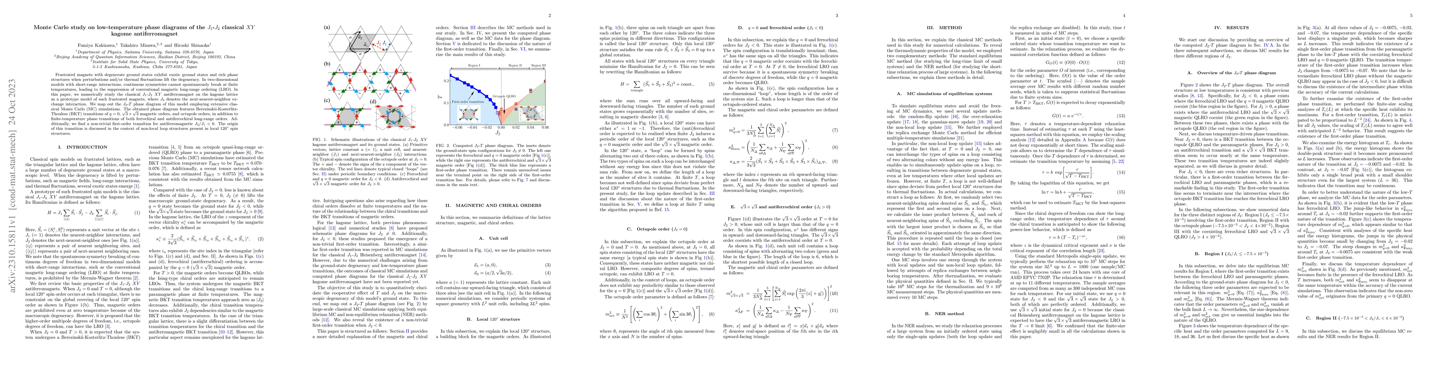 Thumbnail for Monte Carlo study on low-temperature phase diagrams of the $J_1$-$J_2$
  classical $XY$ kagome antiferromagnet