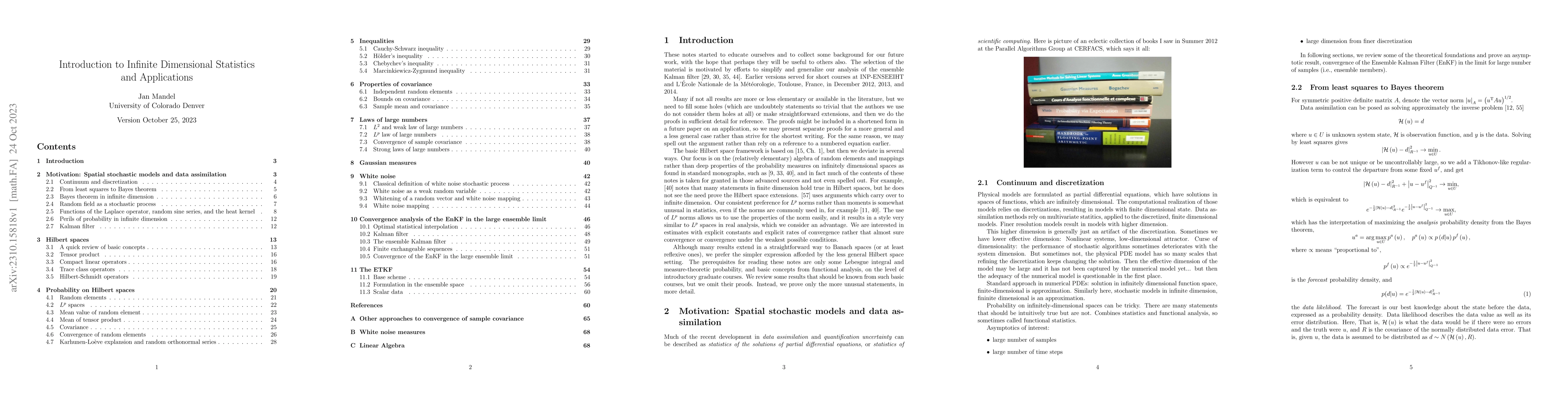 Thumbnail for Introduction to Infinite Dimensional Statistics and Applications