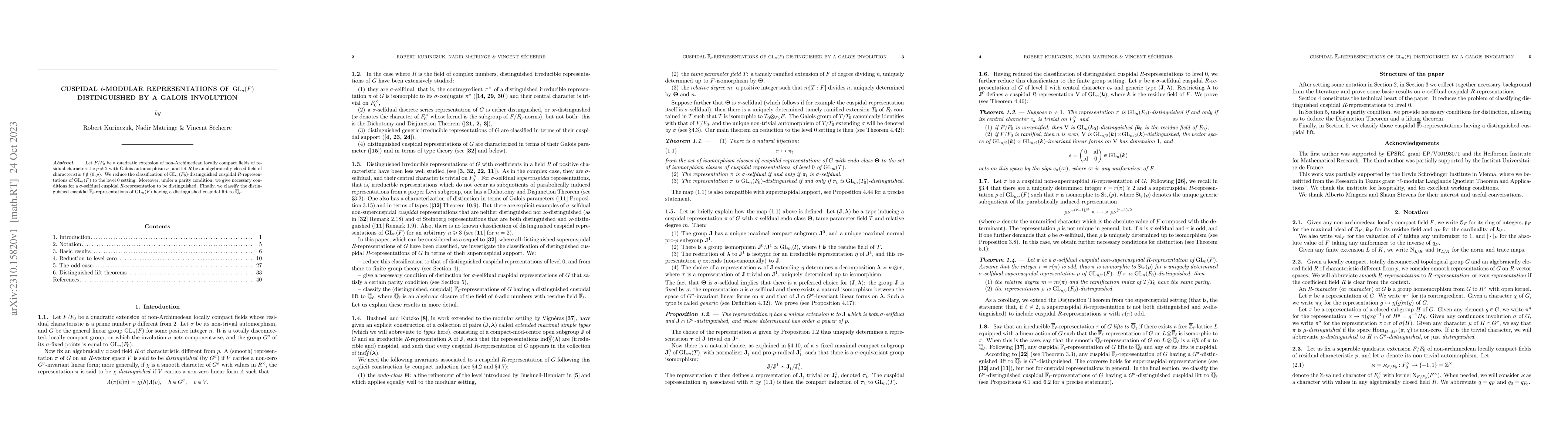 Thumbnail for Cuspidal $\ell$-modular representations of $\mathrm{GL}_n(F)$
  distinguished by a Galois involution