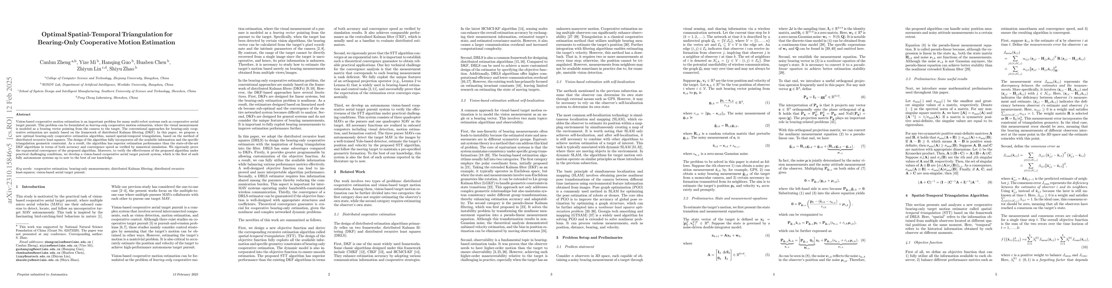 Thumbnail for Optimal Spatial-Temporal Triangulation for Bearing-Only Cooperative
  Motion Estimation