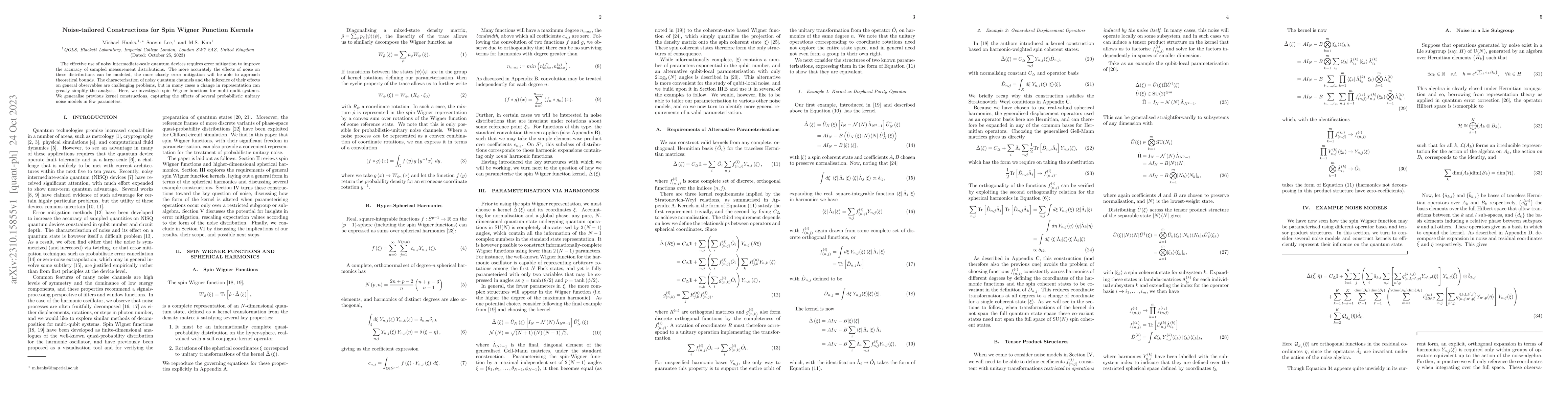 Thumbnail for Noise-tailored Constructions for Spin Wigner Function Kernels