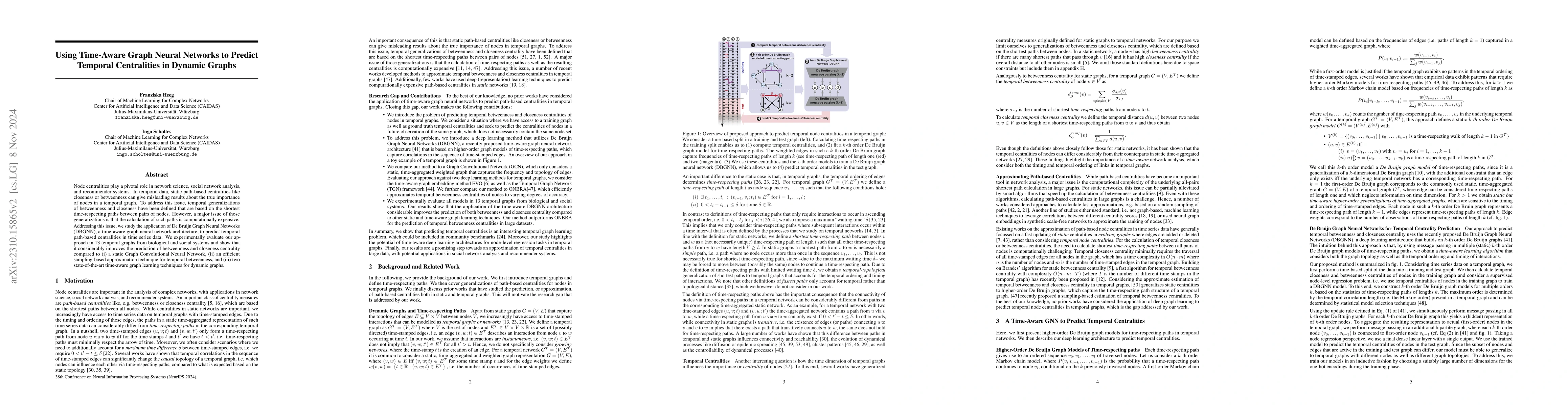 Thumbnail for Using Causality-Aware Graph Neural Networks to Predict Temporal
  Centralities in Dynamic Graphs