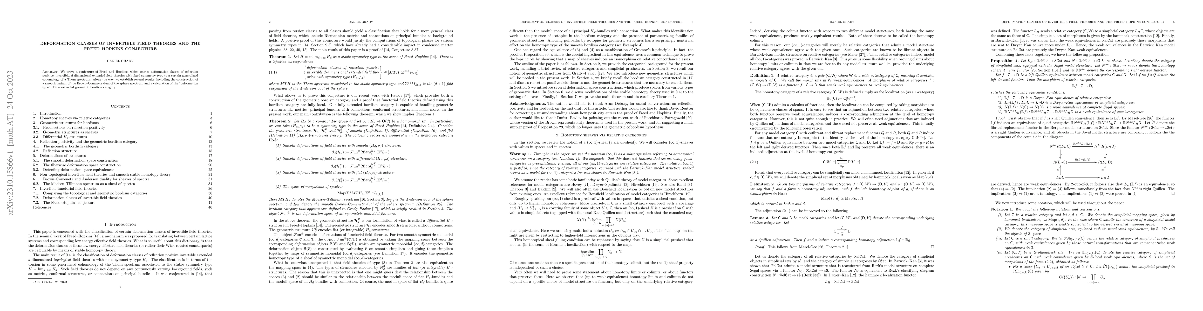 Thumbnail for Deformation classes of invertible field theories and the Freed--Hopkins
  conjecture