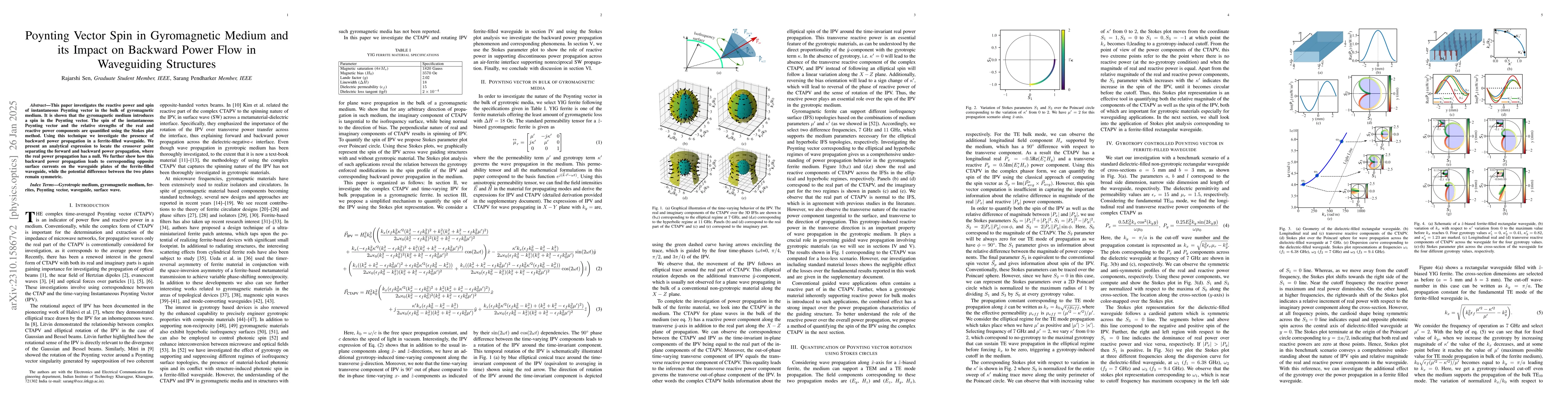 Thumbnail for Complex Poynting vector in gyromagnetic media and its impact on power
  flow in guided modes
