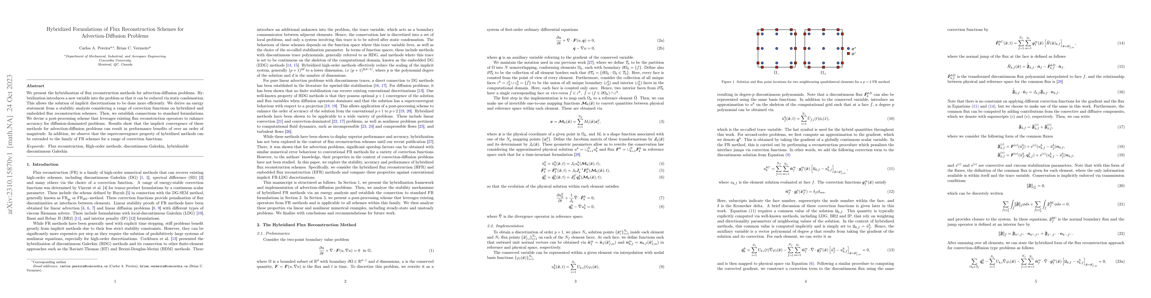 Thumbnail for Hybridized Formulations of Flux Reconstruction Schemes for
  Advection-Diffusion Problems