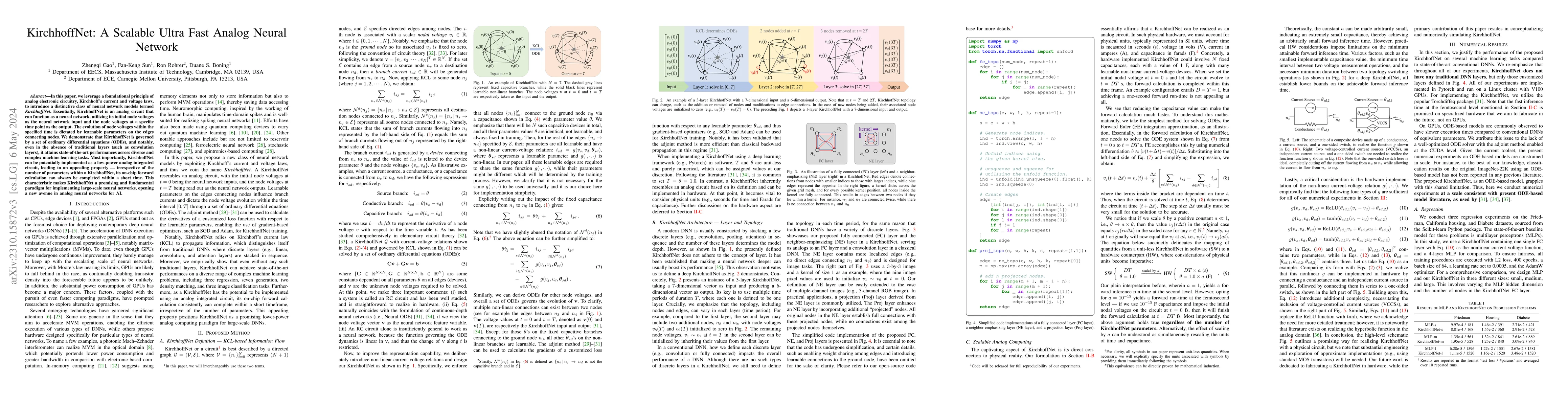 Thumbnail for KirchhoffNet: A Scalable Ultra Fast Analog Neural Network