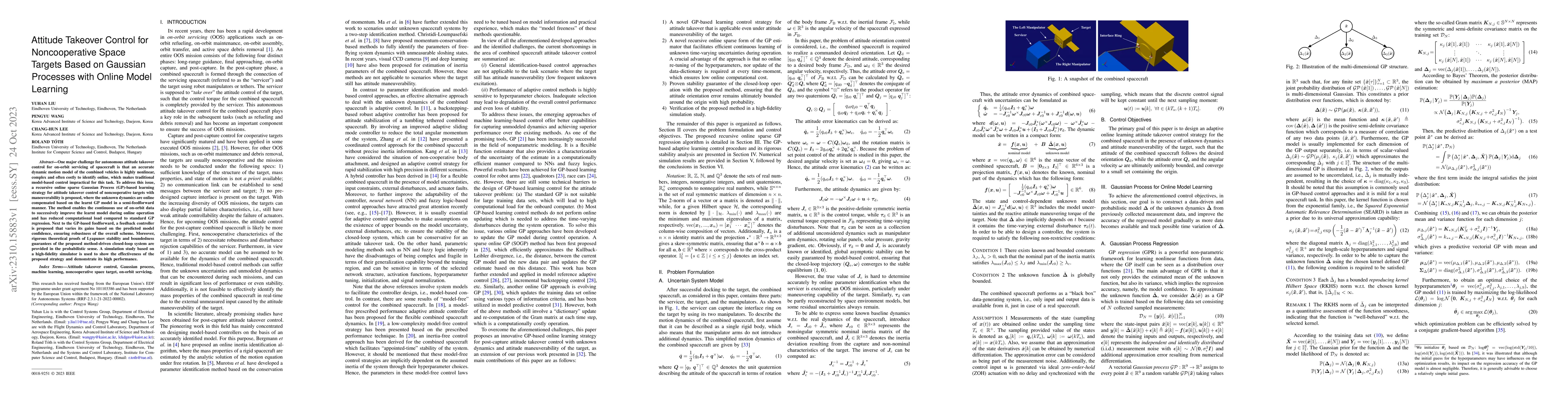 Thumbnail for Attitude Takeover Control for Noncooperative Space Targets Based on
  Gaussian Processes with Online Model Learning