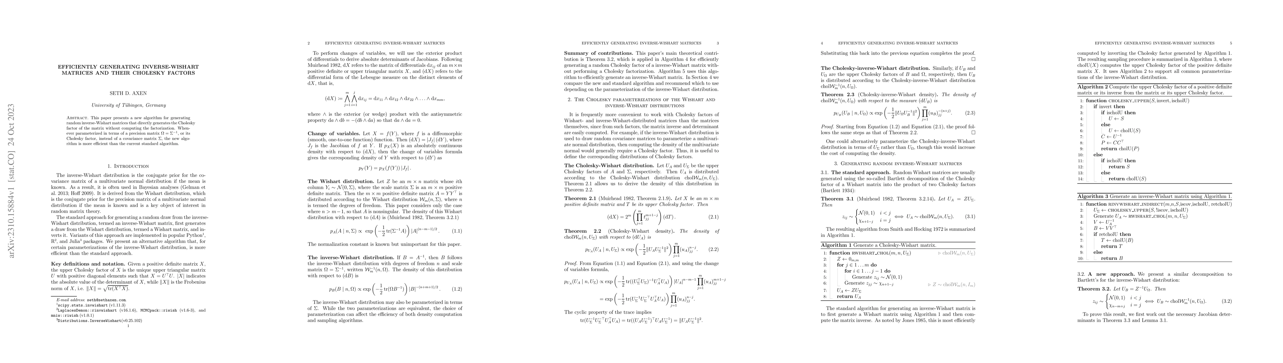 Thumbnail for Efficiently generating inverse-Wishart matrices and their Cholesky
  factors