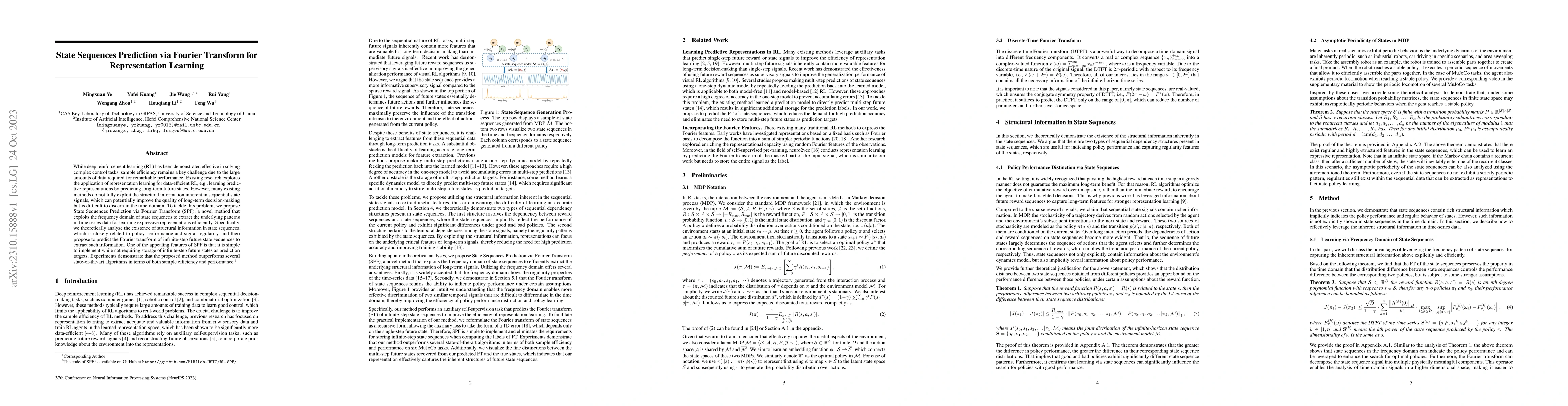 Thumbnail for State Sequences Prediction via Fourier Transform for Representation
  Learning
