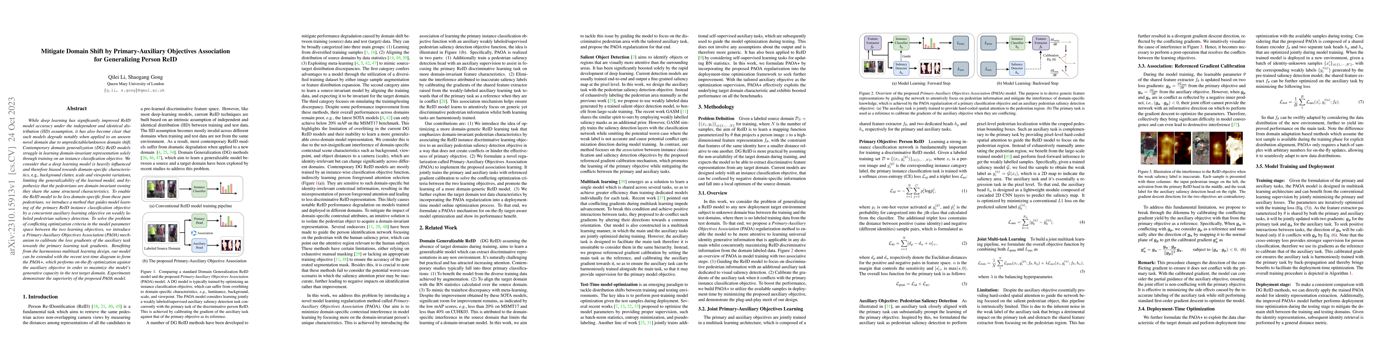 Thumbnail for Mitigate Domain Shift by Primary-Auxiliary Objectives Association for
  Generalizing Person ReID