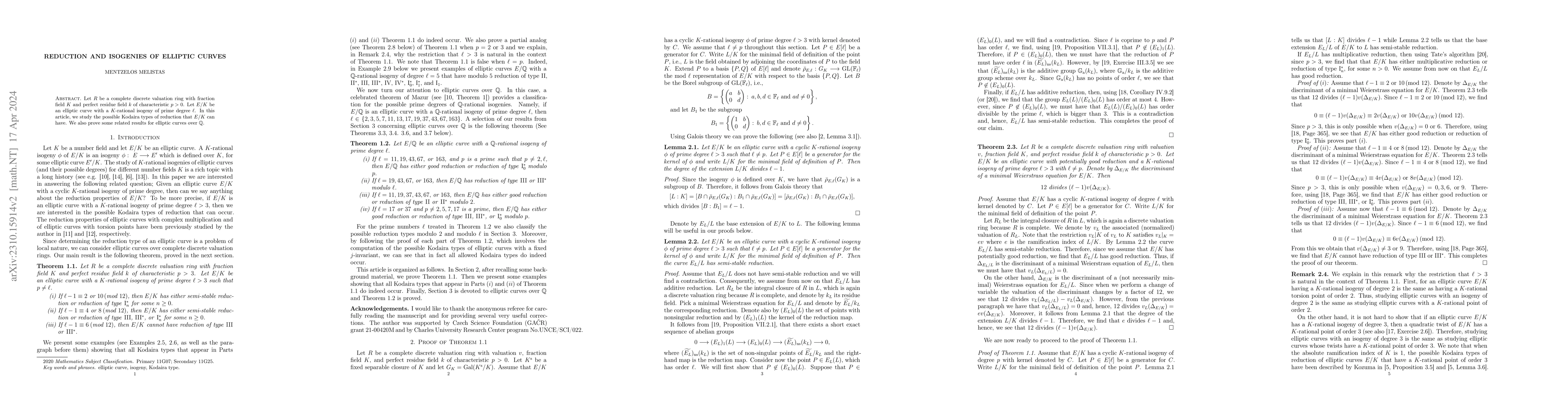 Thumbnail for Reduction and isogenies of elliptic curves