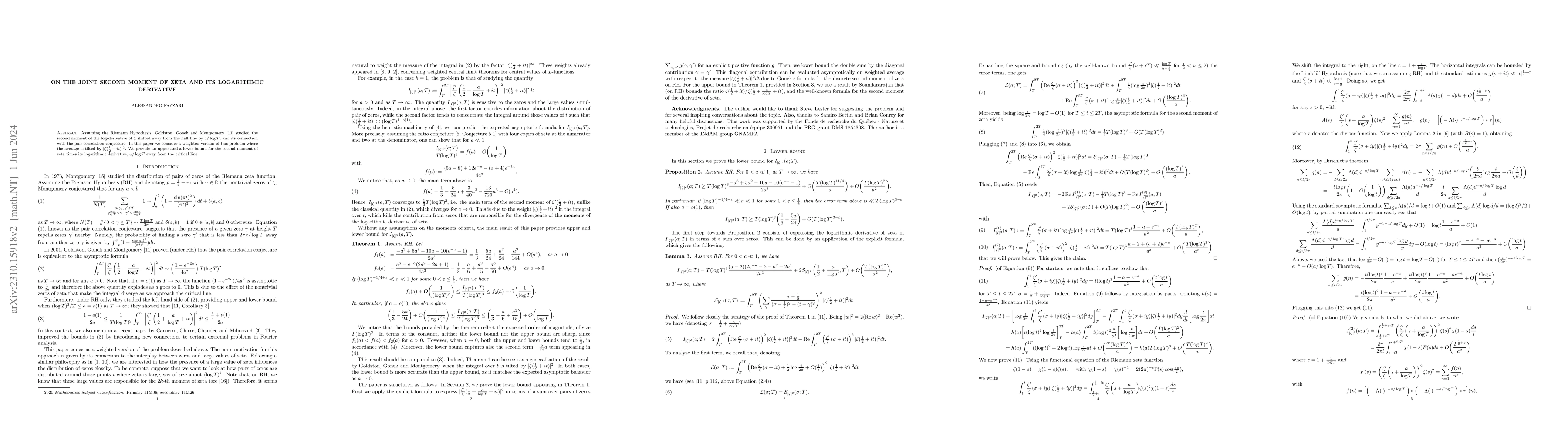 Thumbnail for On the joint second moment of zeta and its logarithmic derivative