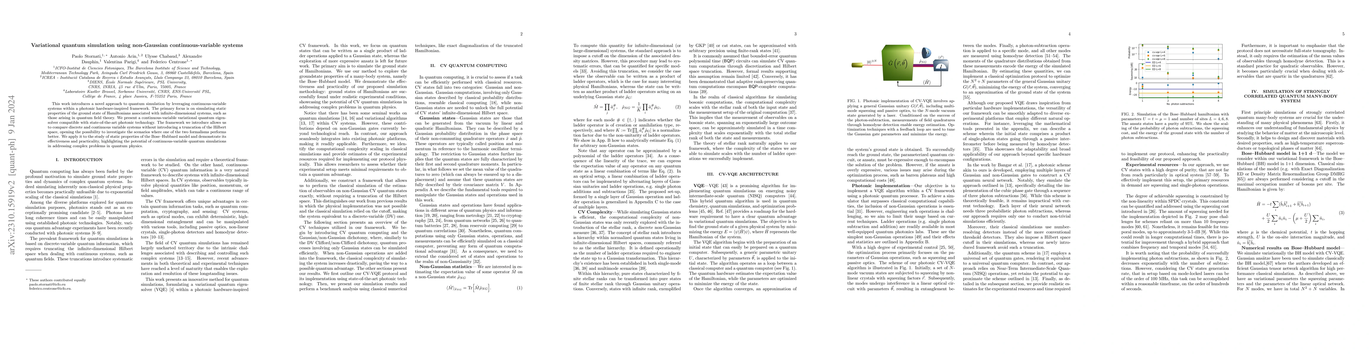 Thumbnail for Variational quantum simulation using non-Gaussian continuous-variable
  systems