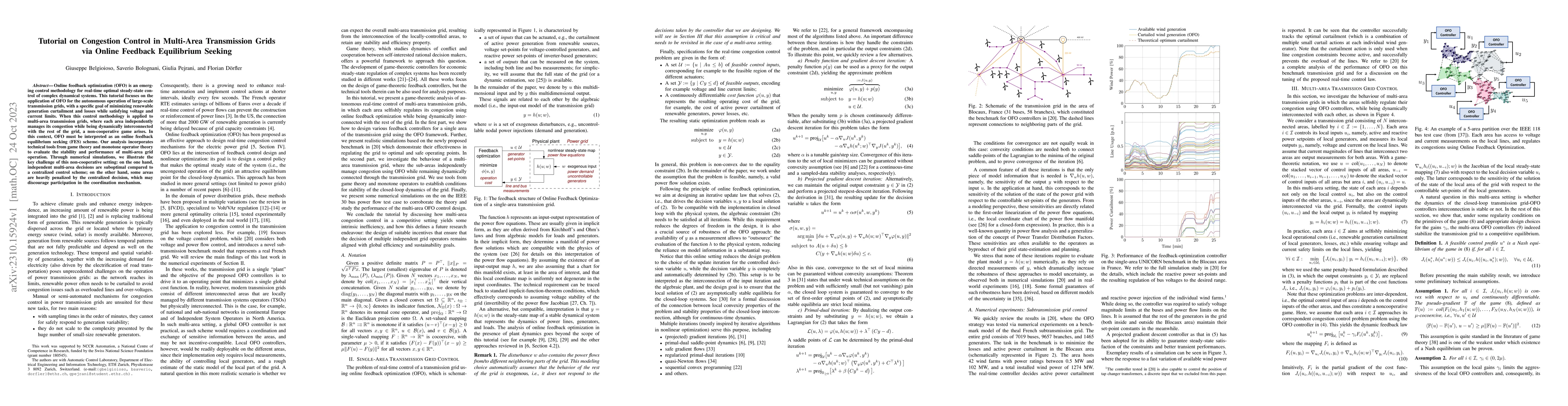 Thumbnail for Tutorial on Congestion Control in Multi-Area Transmission Grids via
  Online Feedback Equilibrium Seeking