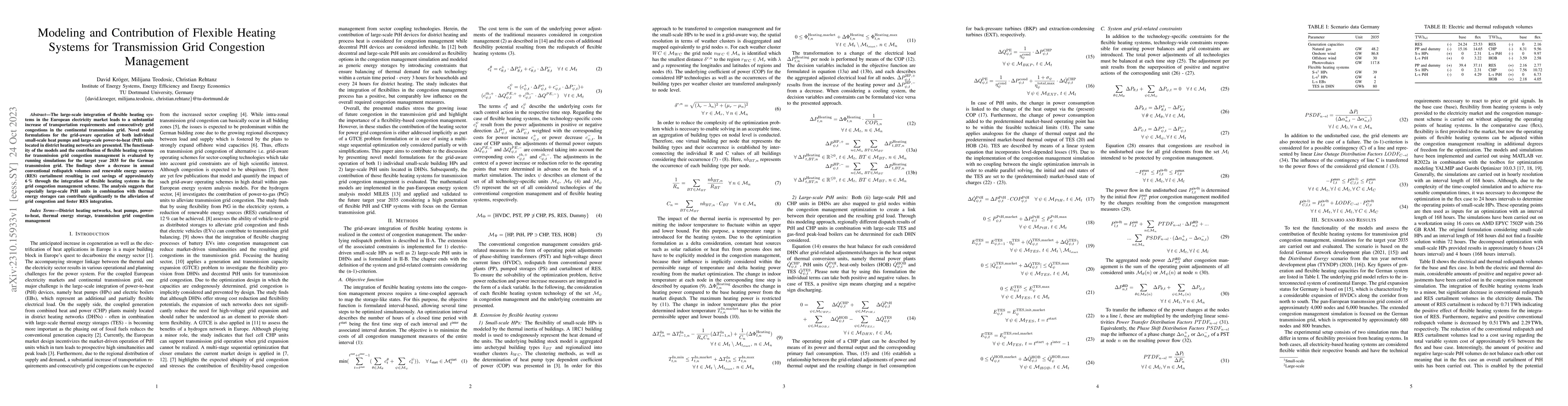 Thumbnail for Modeling and Contribution of Flexible Heating Systems for Transmission
  Grid Congestion Management