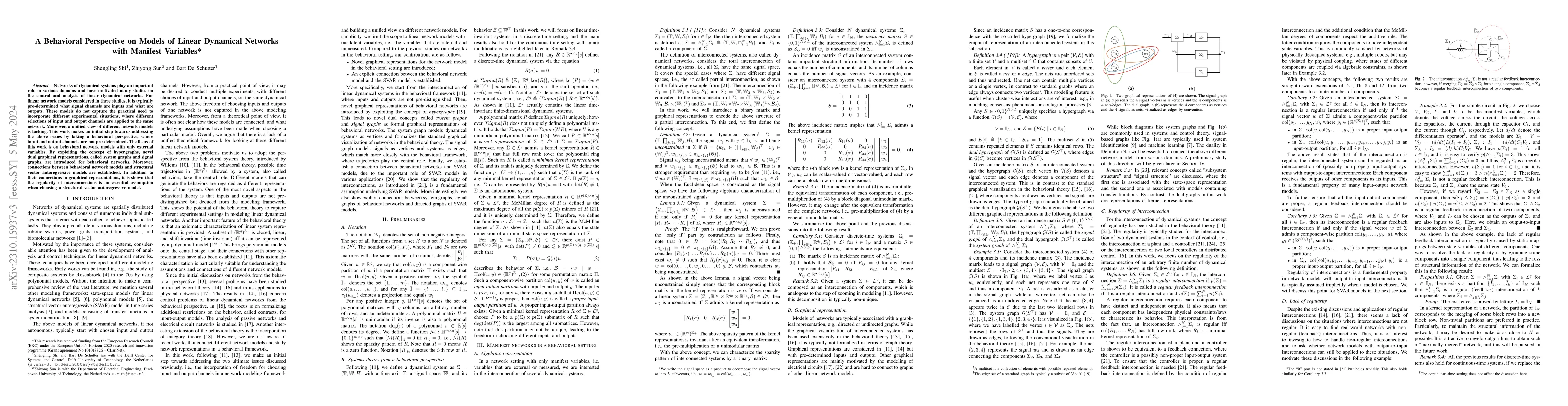 Thumbnail for A Behavioral Perspective on Models of Linear Dynamical Networks with
  Manifest Variables