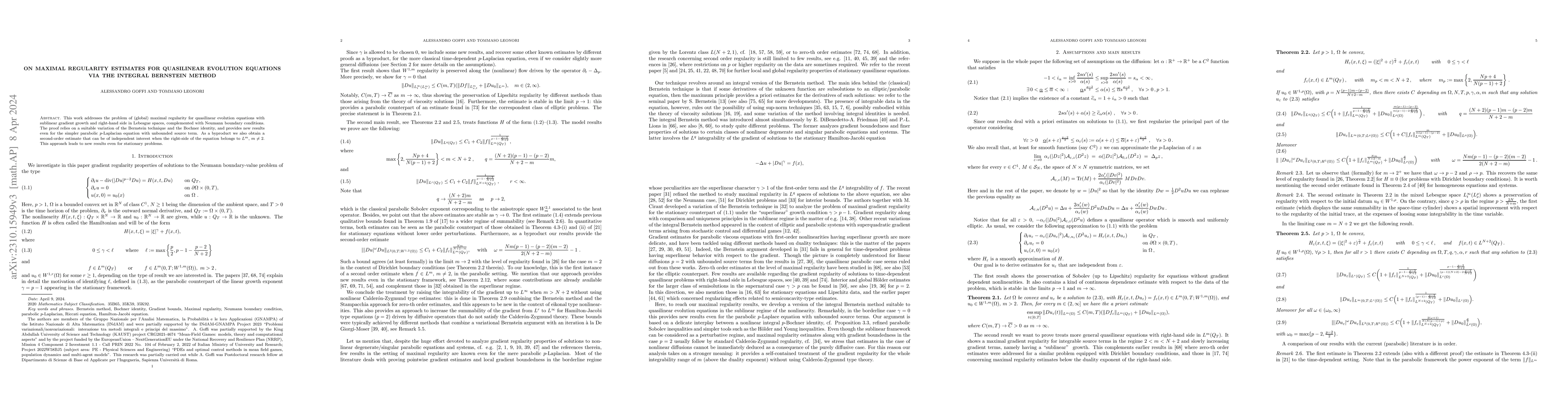 Thumbnail for On maximal regularity estimates for quasilinear evolution equations via
  the integral Bernstein method