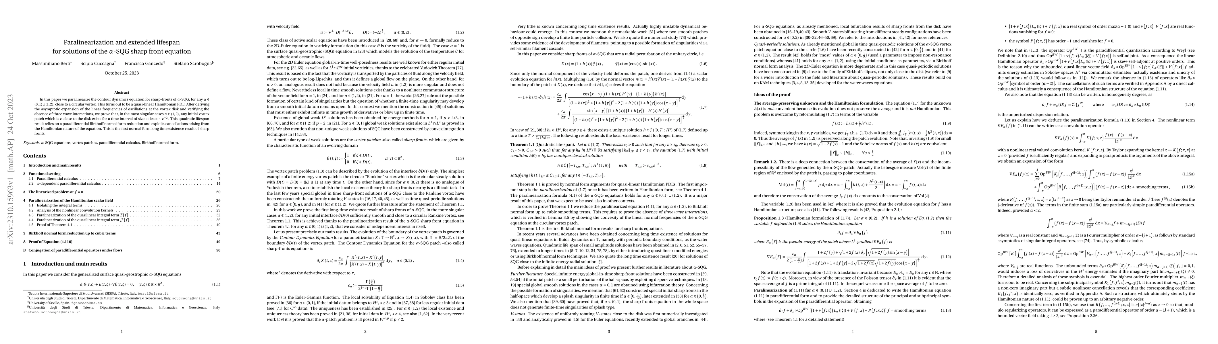 Thumbnail for Paralinearization and extended lifespan for solutions of the $ \alpha
  $-SQG sharp front equation