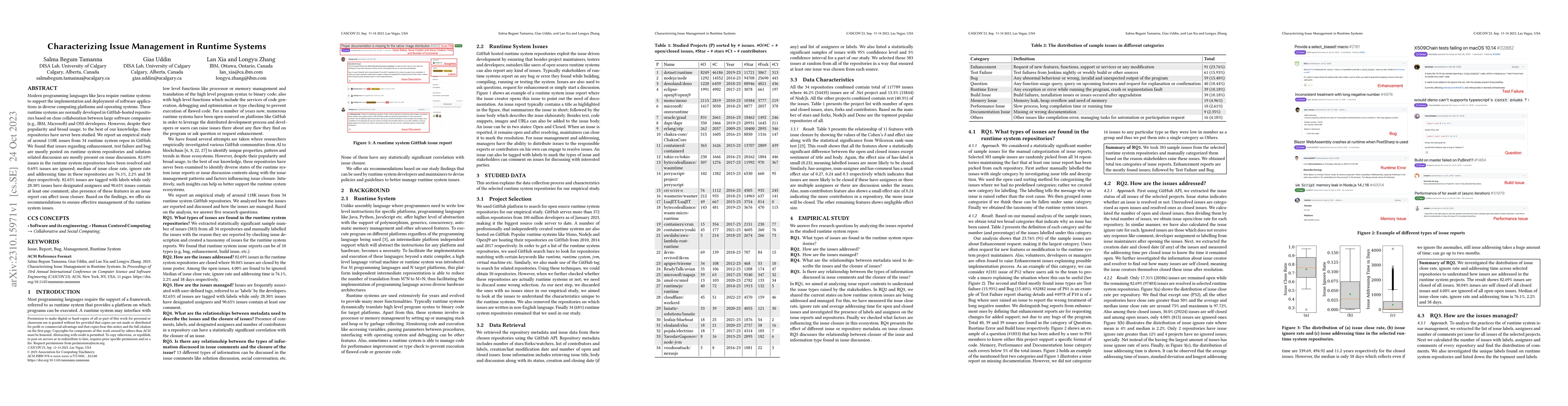 Thumbnail for Characterizing Issue Management in Runtime Systems