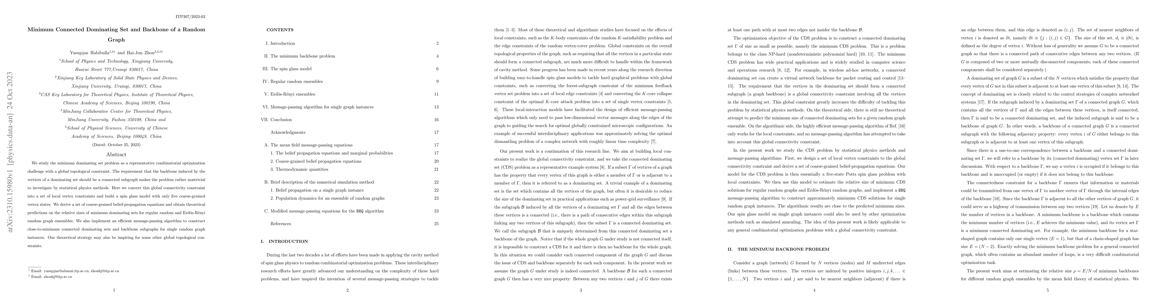 Thumbnail for Minimum Connected Dominating Set and Backbone of a Random Graph