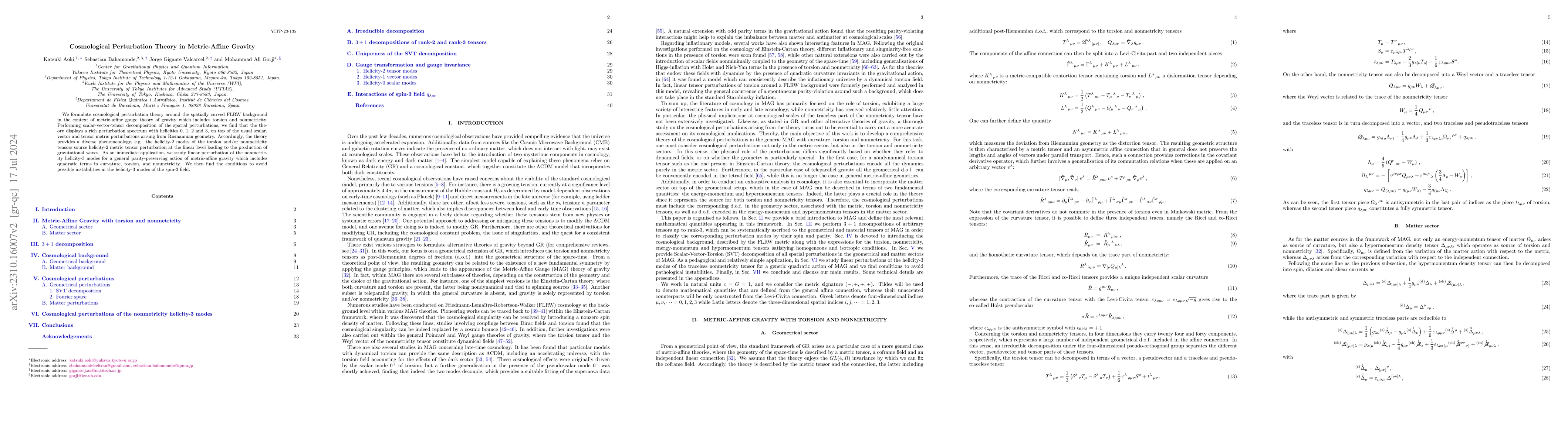 Thumbnail for Cosmological Perturbation Theory in Metric-Affine Gravity