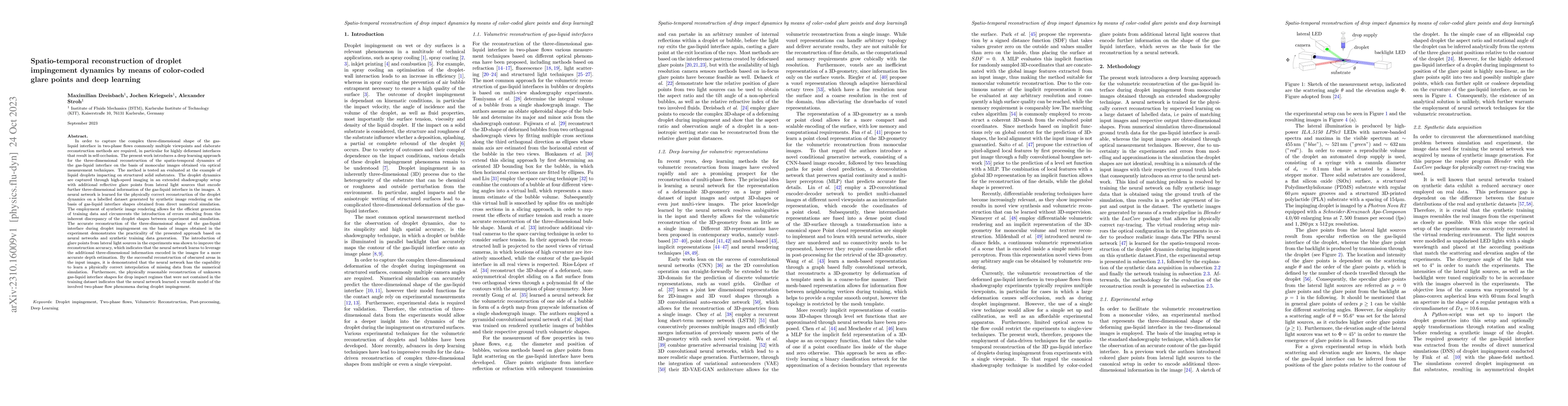 Thumbnail for Spatio-temporal reconstruction of drop impact dynamics by means of
  color-coded glare points and deep learning