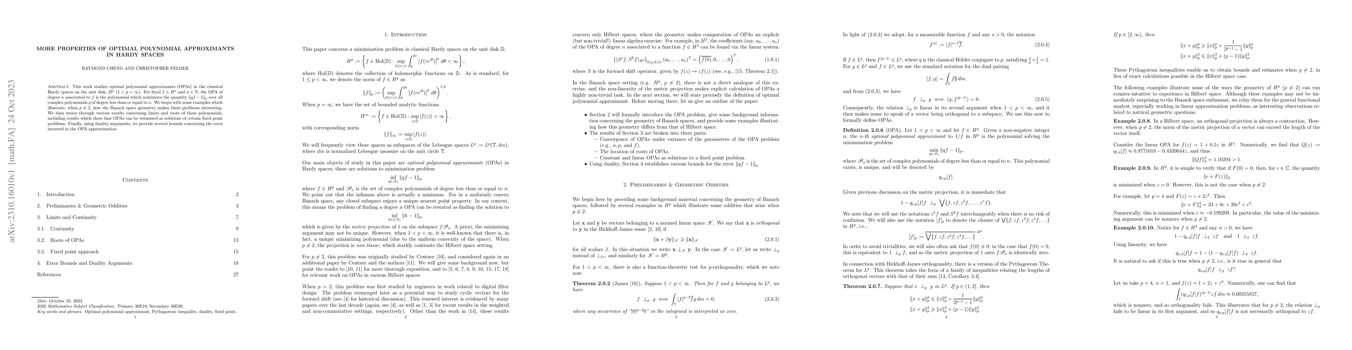 Thumbnail for More properties of optimal polynomial approximants in Hardy spaces