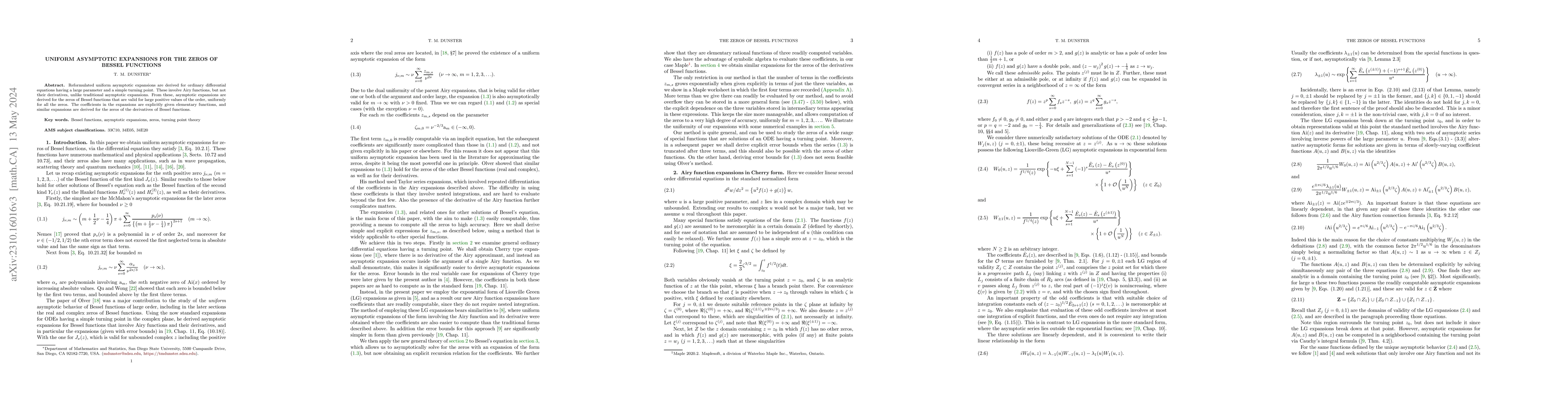 Thumbnail for Uniform asymptotic expansions for the zeros of Bessel functions