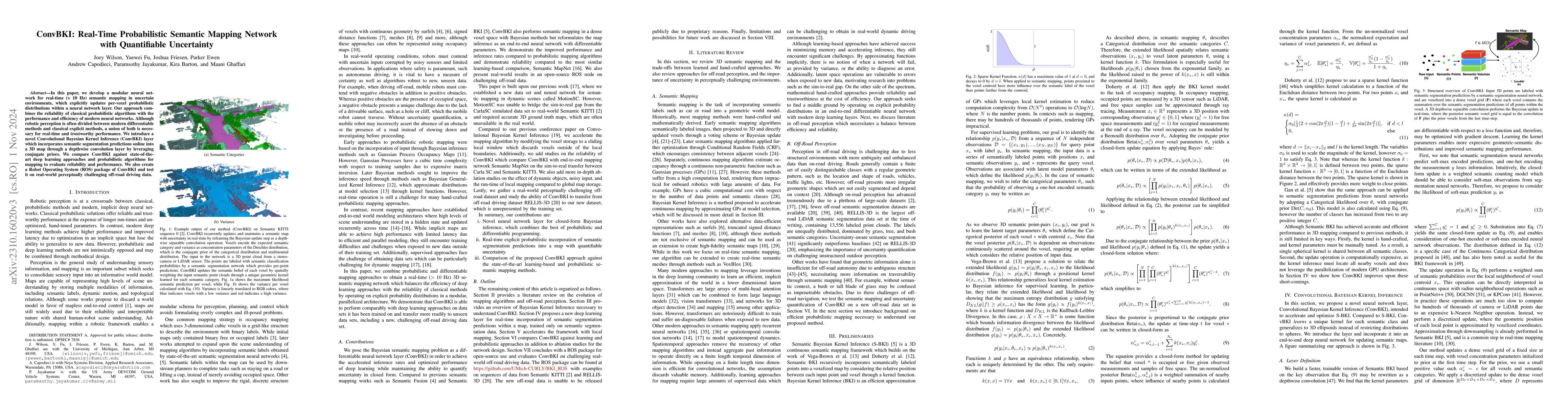 Thumbnail for ConvBKI: Real-Time Probabilistic Semantic Mapping Network with
  Quantifiable Uncertainty