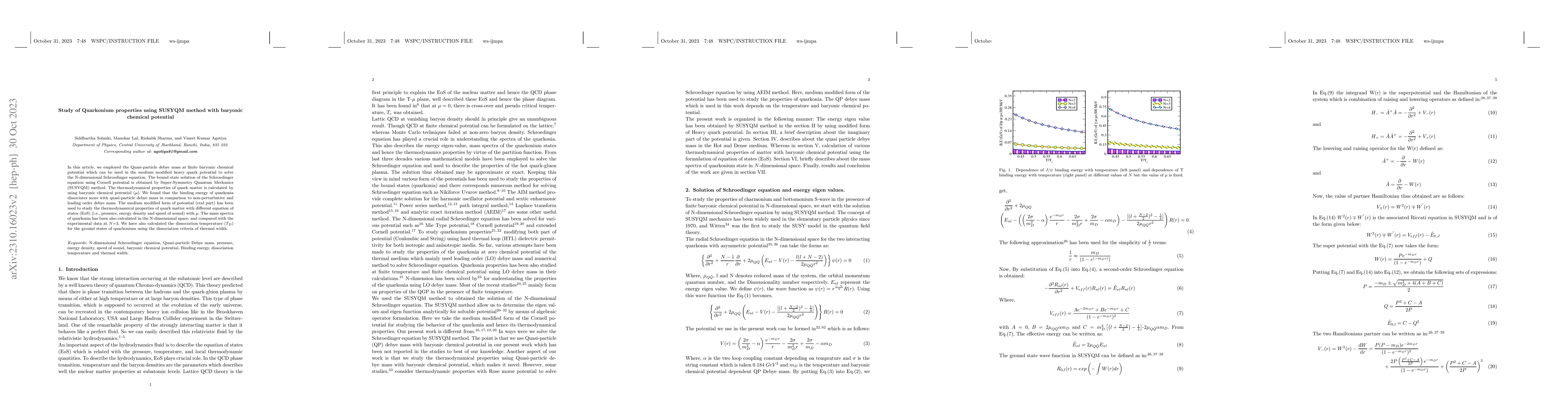 Thumbnail for Study of Quarkonium properties using SUSYQM method with baryonic
  chemical potential