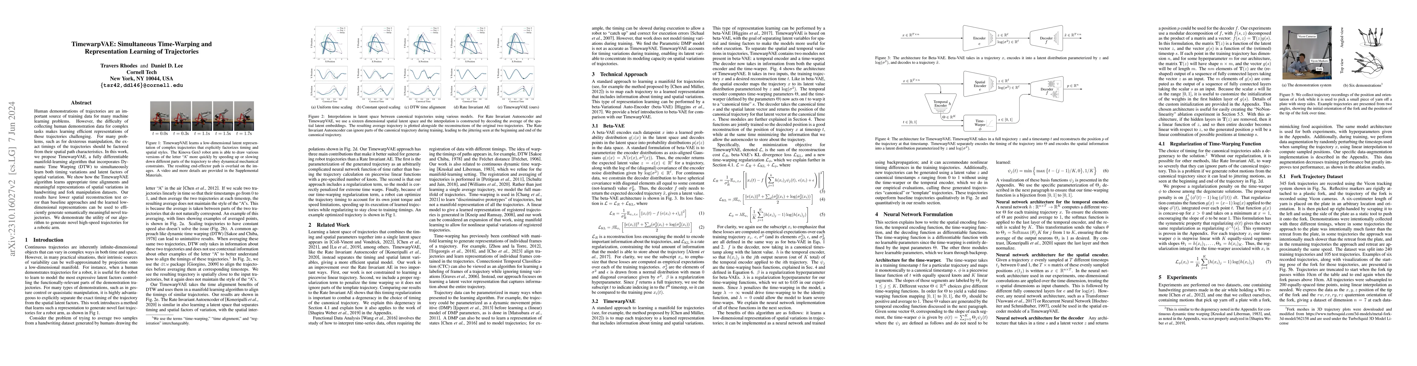 Thumbnail for TimewarpVAE: Simultaneous Time-Warping and Representation Learning of
  Trajectories