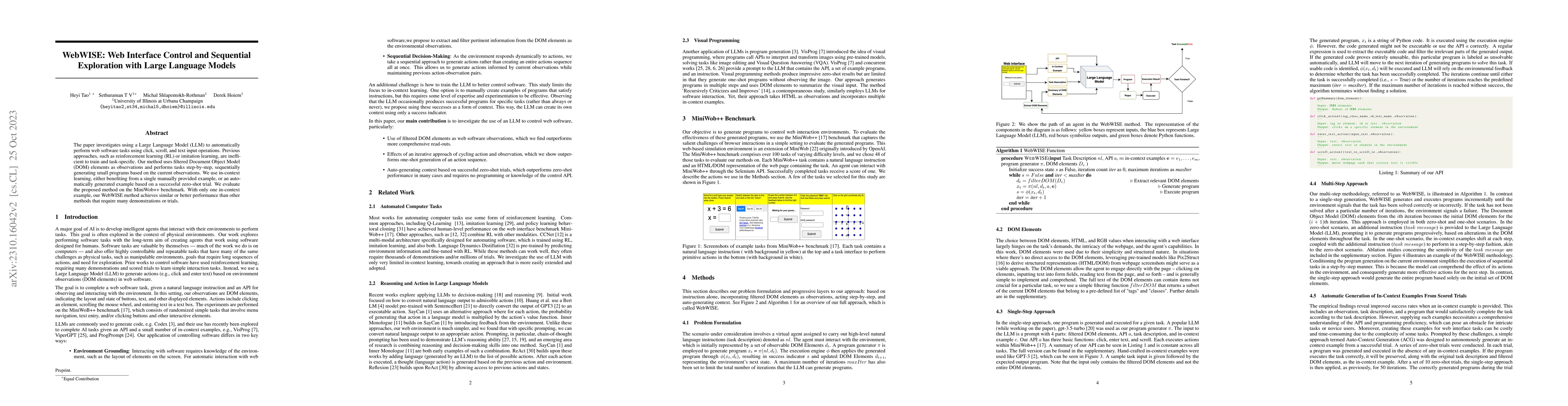 Thumbnail for WebWISE: Web Interface Control and Sequential Exploration with Large
  Language Models