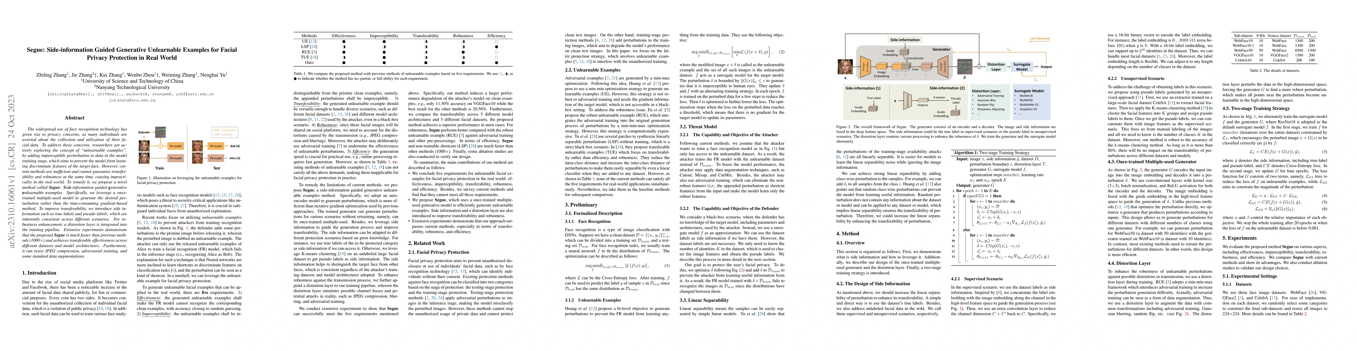 Thumbnail for Segue: Side-information Guided Generative Unlearnable Examples for
  Facial Privacy Protection in Real World