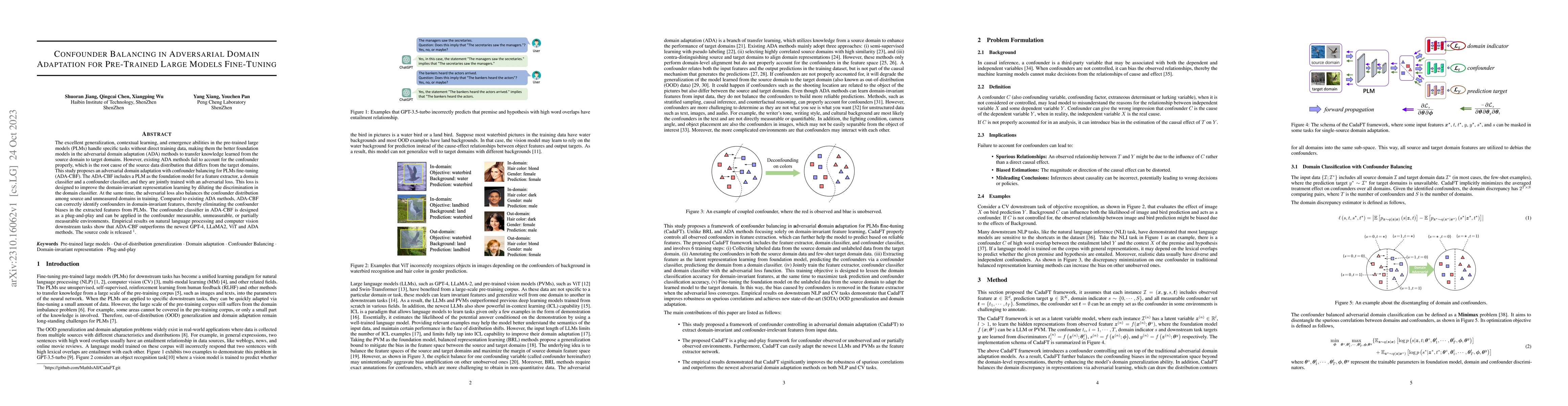 Thumbnail for Confounder Balancing in Adversarial Domain Adaptation for Pre-Trained
  Large Models Fine-Tuning